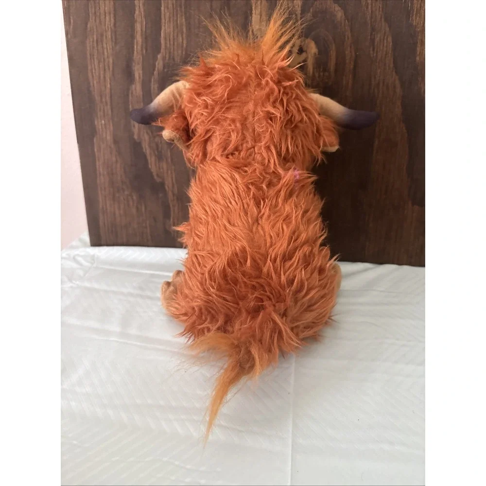 Highland Cow Plush Stuffed Animal Shaggy Long Hair Horns 10 in Toy Kids